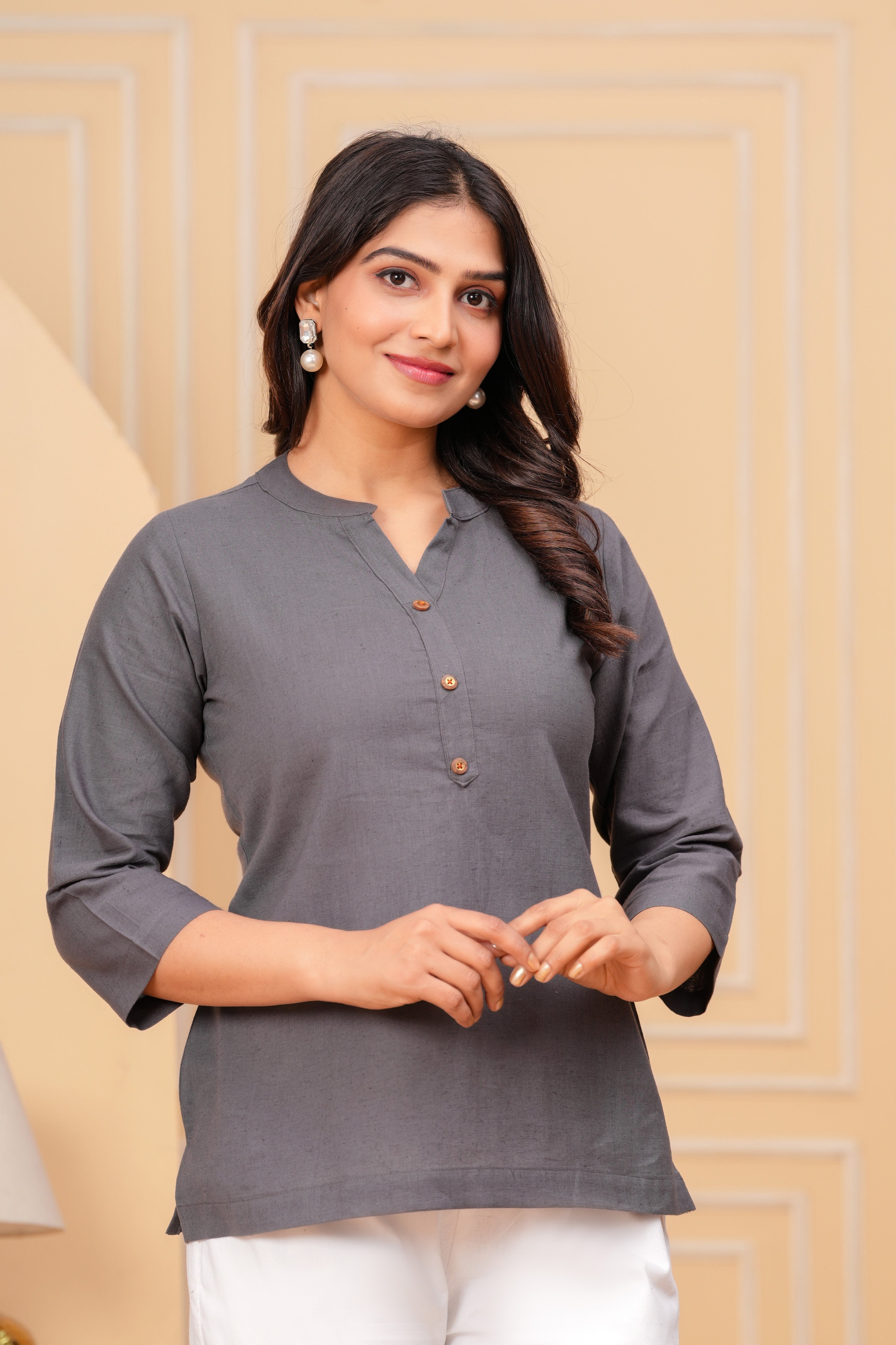 Linen Solid Short Kurta